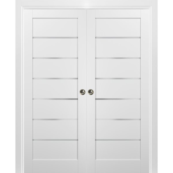 Sartodoors Double Pocket Interior Door, 60" x 80", White QUADRO4117DP-WS-60